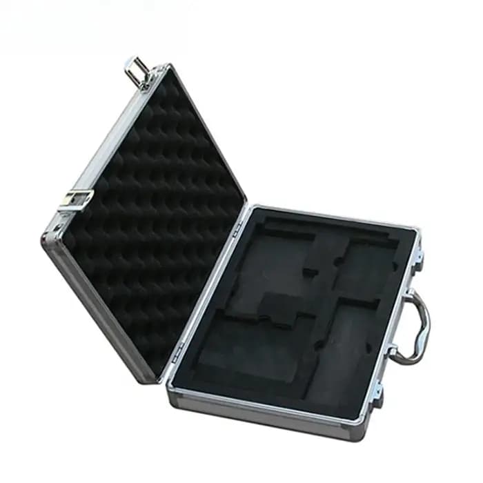 Flight case, 340 × 245 × 70 mm, flight case en aluminium rigide argenté