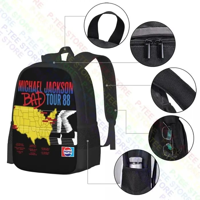Michael Jackson Mauvais tour 1988. P-1170Backpack Sac à chaussures grande capacité personnalisé
