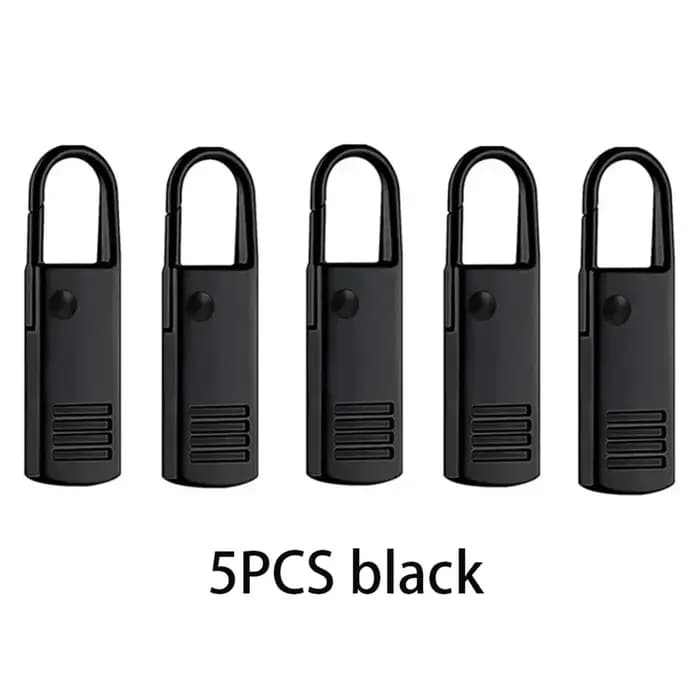 Lot de 5 tirettes de fermeture éclair noires détachables, kit de réparation pour jeans, sacs à dos,