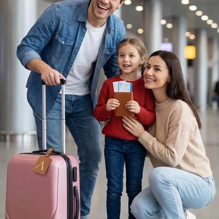 Étiquette à bagages en cuir PU avec 26 lettres