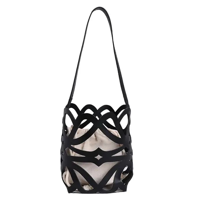 Nouveauté été : Sac seau en PU tressé ajouré