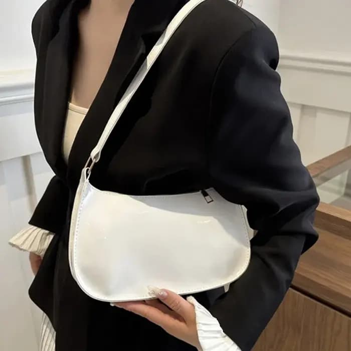 Sac sous les bras rétro en cuir verni pour femme, sac à main pour femme, sacs à main Hobos décontractés, documents solides, initié en PU, sacs à main à la mode
