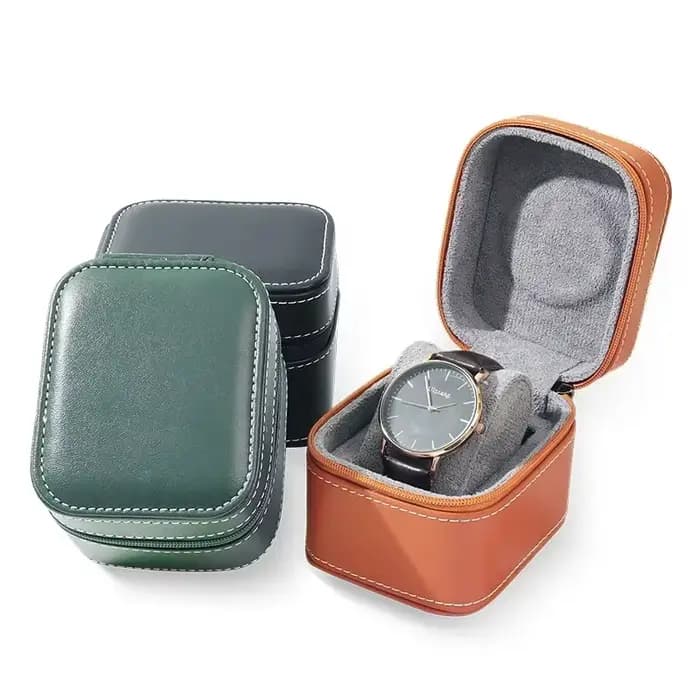 Boîtier de montre unique en cuir PU, étui de voyage avec coussin amovible, mallette de rangement de bijoux, organisateur, boîte de montre carrée Portable