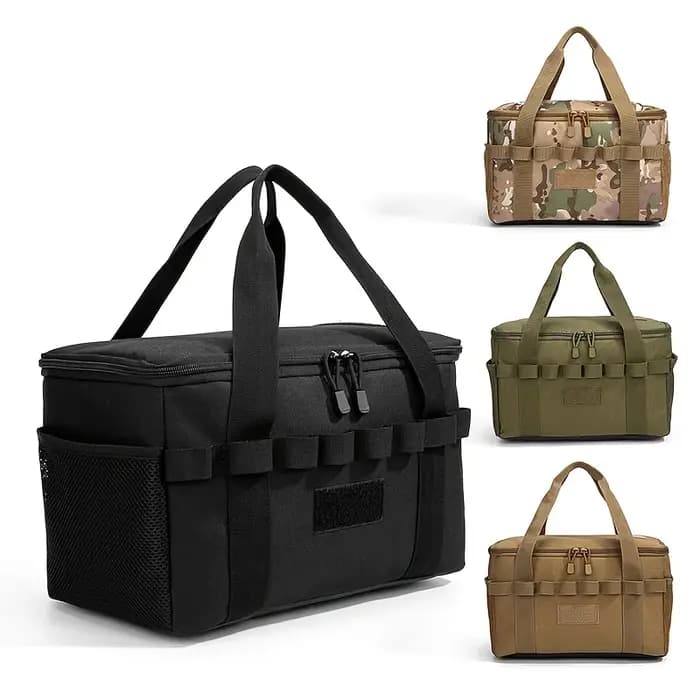 Sac tactique de camping en plein air - Outil multifonctionnel de grande capacité de 14 L et organisateur d'équipement de pique-nique avec plusieurs compartiments Noir