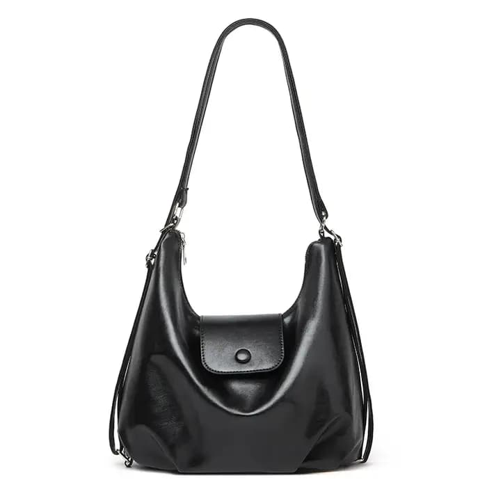 Sac hobo vintage effet vieilli brillant pour femme, sac à bandoulière grande capacité à rabat magnét