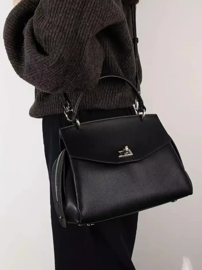 Classique affaires déplacements couverture fourre-tout en cuir de vache véritable femmes sac à bandoulière noir de haute qualité femme pratique sac à main