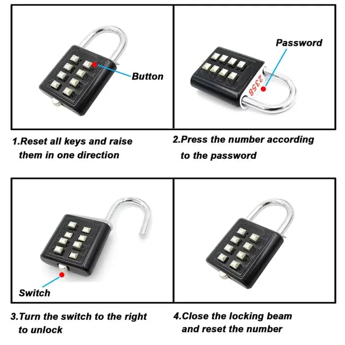 Cadenas intelligent à code mot de passe à 8 chiffres