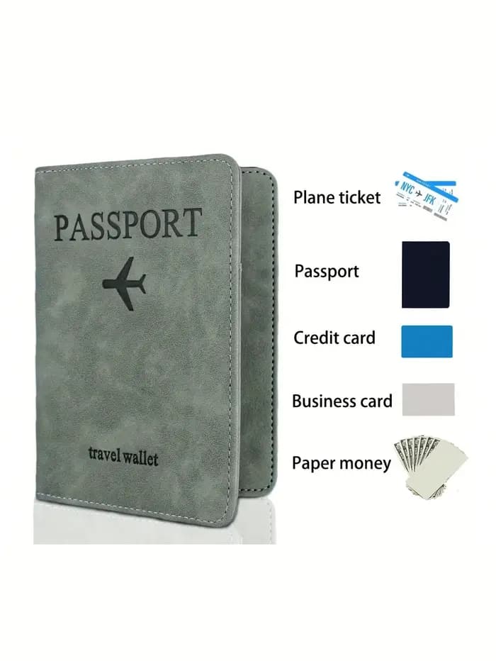 Protège-passeport RFID en PU, Portefeuille pour cartes de crédit et d'identité, Étui de voyage multifonctionnel étanche pour documents professionnels