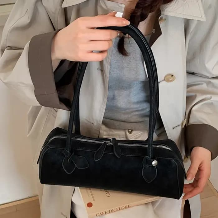 Sac à bandoulière long en daim vintage 2026 Nouveau sac
