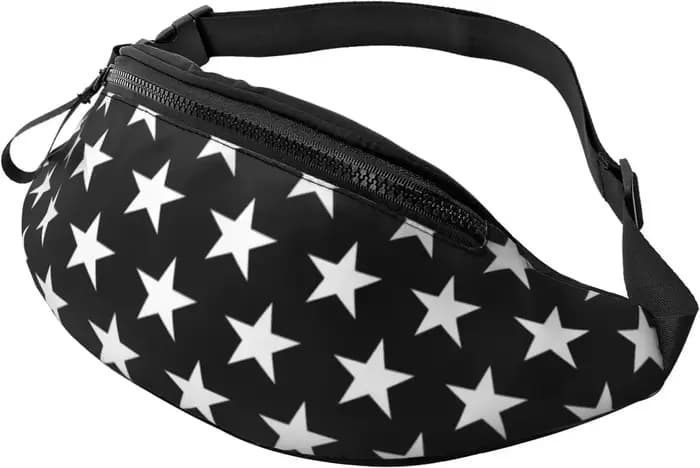 Star Noir et Blanc Fanny Packs pour Femmes Hommes Taille Réglable Sac Bandoulière