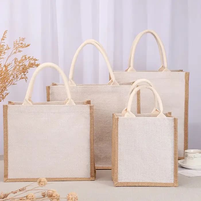 Sac de courses fourre-tout en toile de Jute pour femmes, sac d'épicerie Vintage réutilisable, sac cadeau d'anniversaire de mariage, sacs faits à la main pour dames