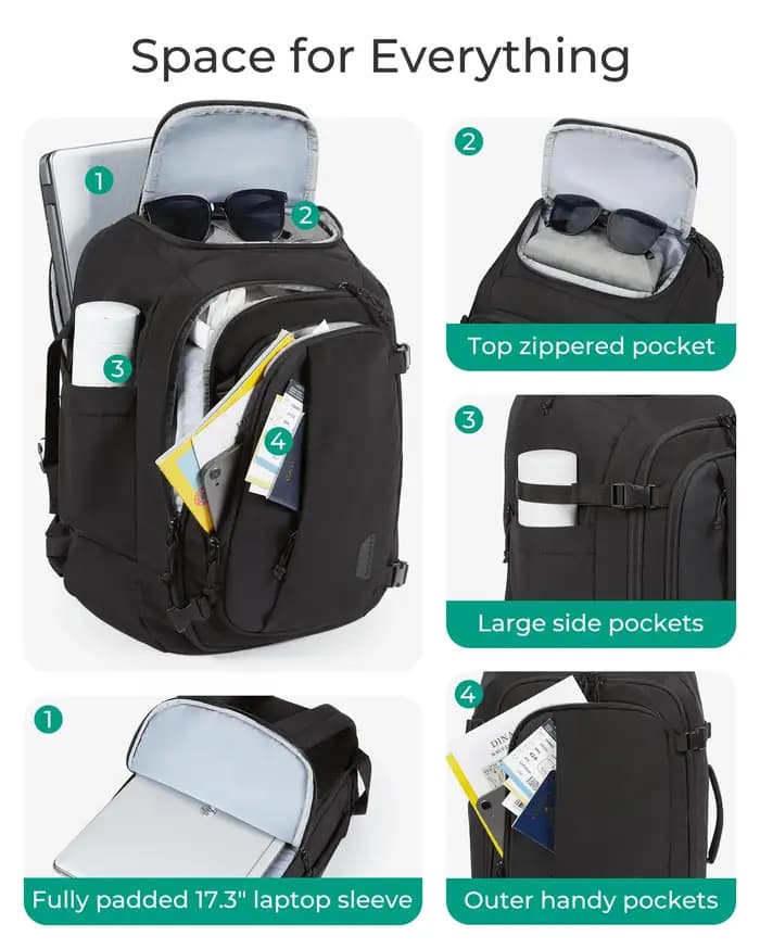 BAGSMART Sac à dos de voyage léger 30L approuvé pour le vol pour hommes et femmes Sac