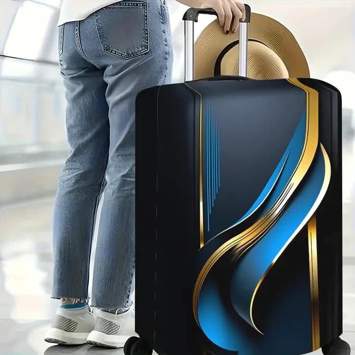 1 housse de valise avec un motif imprimé doré de style fluide