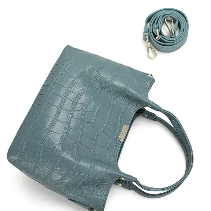 Sac cabas pour femme en cuir véritable motif crocodile