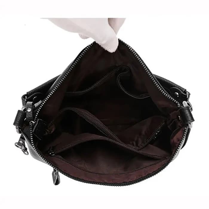 Hobo-Sac messager en cuir véritable pour femme