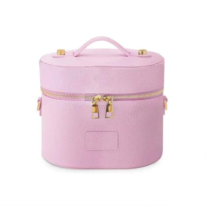 Sac cosmétique en cuir PU personnalisé avec nom : simple, portable, bandoulière, à porter à la main,