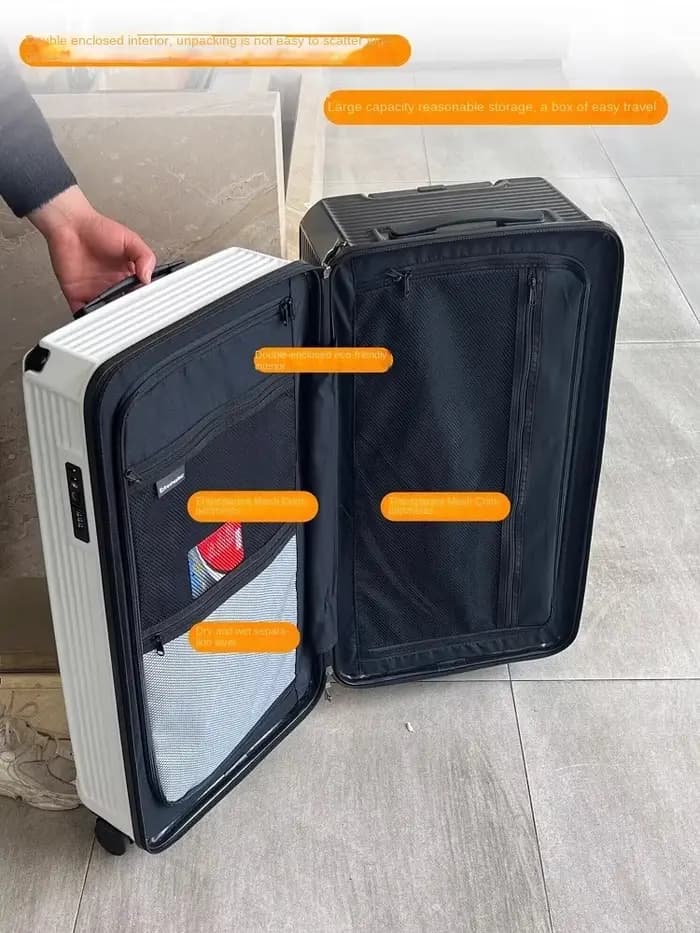 Valise de grande taille avec porte-bagages de frein à cinq roues