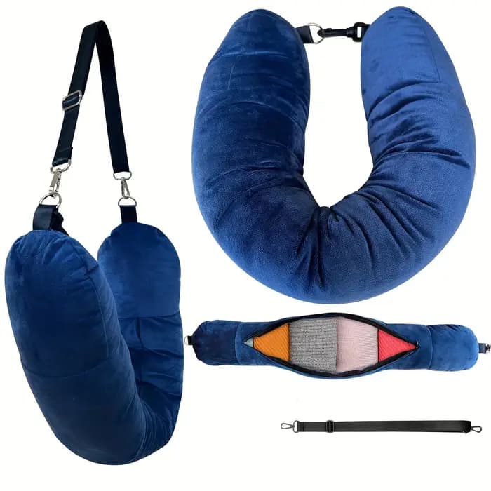 1 pièce Housse de coussin de voyage en forme de U, remplissable, sac de rangement, sac de transport
