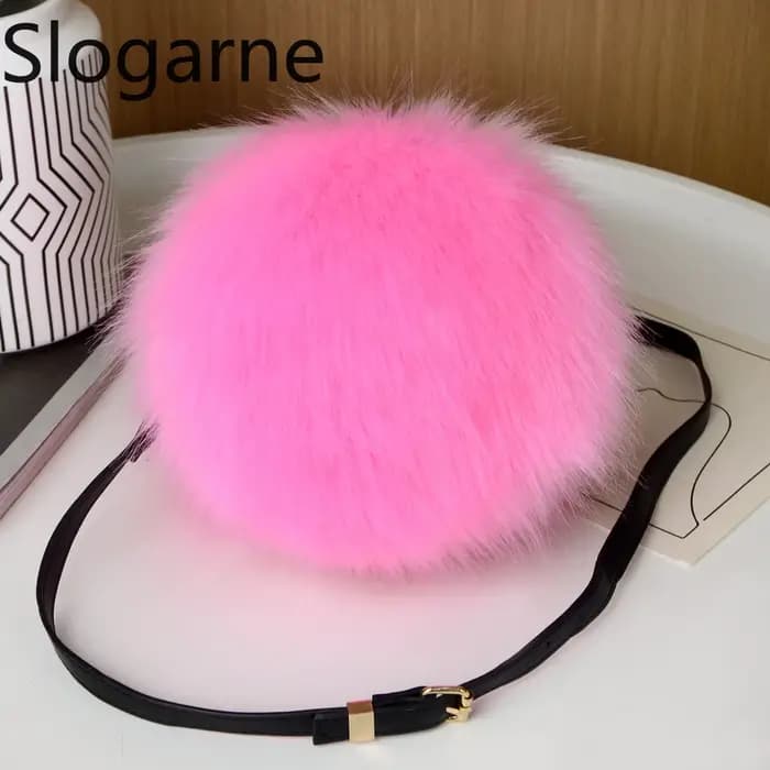 Mini sac à bandoulière rond en fausse fourrure pour femme