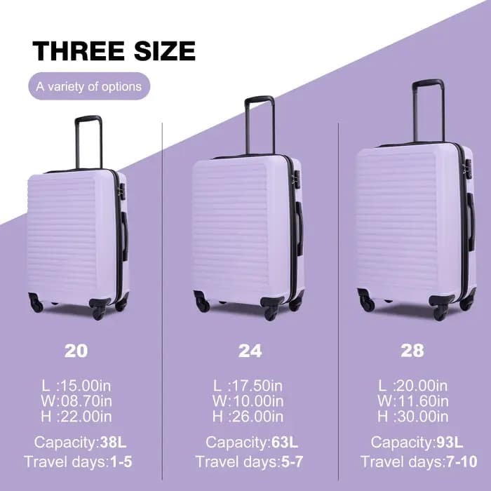 Travelhouse-Ensemble de bagages à coque rigide, valise légère, roues tournantes à verrouillage TSA,