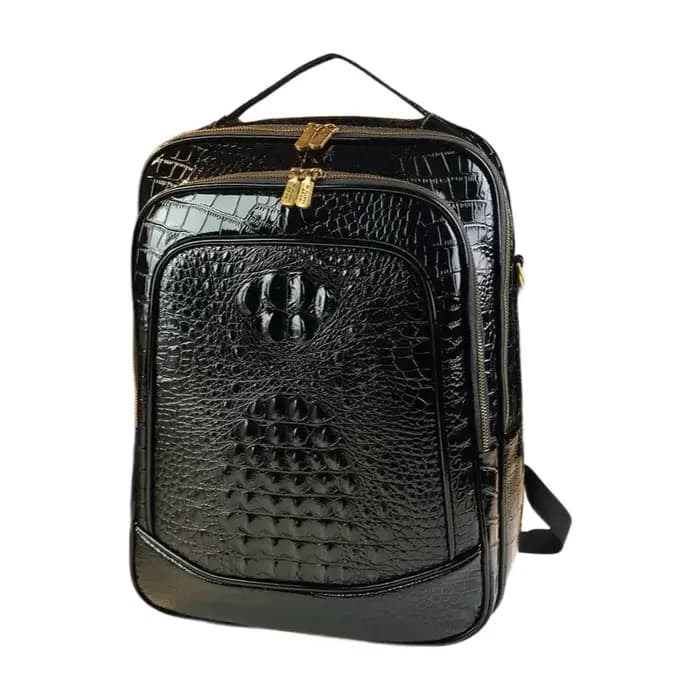 Sac à dos de luxe pour ordinateur portable, Texture Crocodile brillant, sac de voyage de grande capacité, sac à dos d'école Durable unisexe