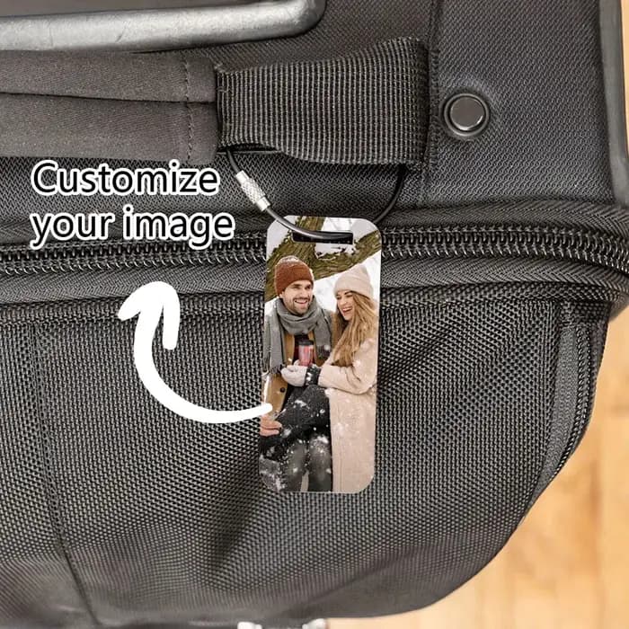 Étiquettes de bagages personnalisées en alliage double face avec photo