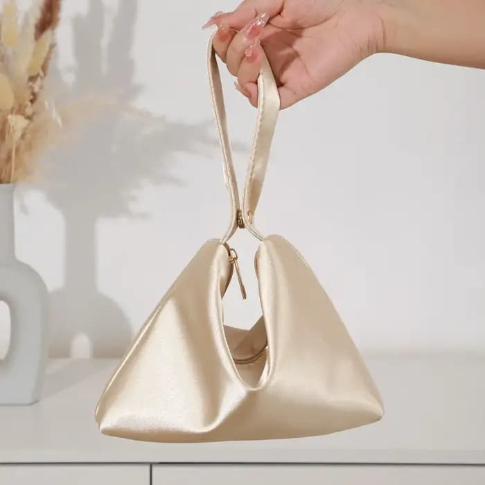 Classique Simple pur Triangle fourre-tout sacs rétro mode Champagne or noir Satin petits