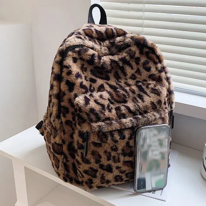 Sac à dos de luxe imprimé léopard pour femmes