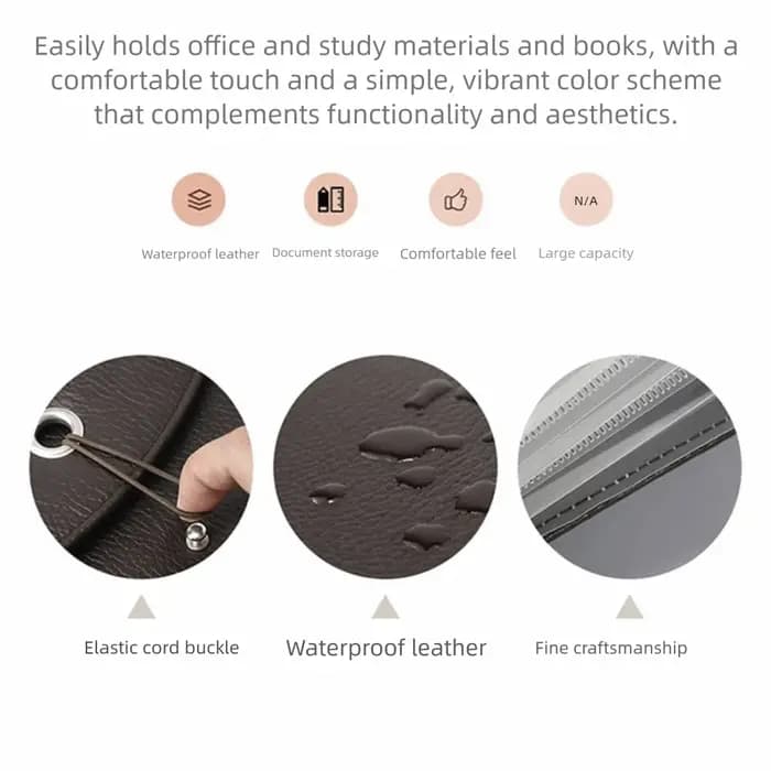 Sac à documents en cuir PU imperméable avec étiquettes, organiseur de fichiers portable en accordéon, 13 poches, conception à fermeture élastique