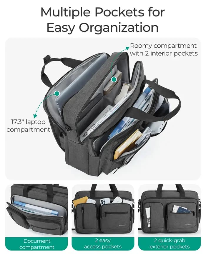 BAGSMART-Sac pour ordinateur portable 3 en 1 pour homme, sac à dos hydrofuge, étui pour bombes infor