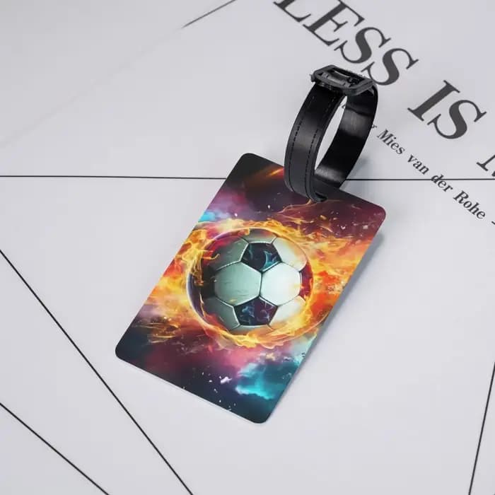 Étiquette de bagage personnalisée Fire & Ice Soccer pour valises