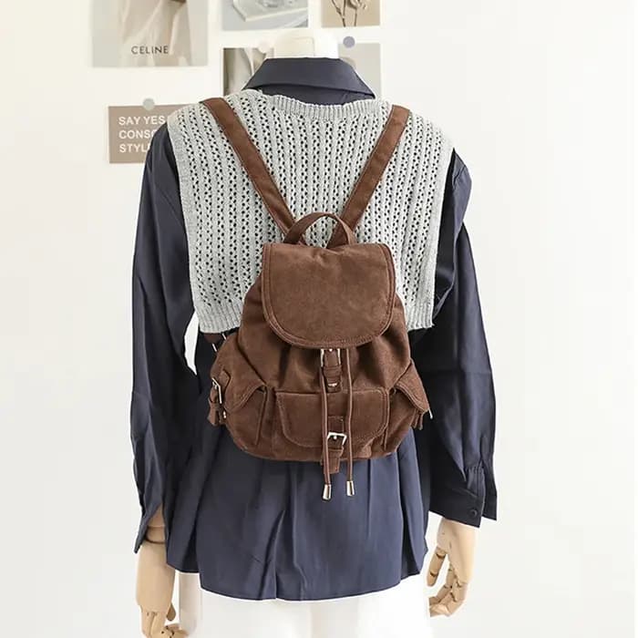 Sac à dos en daim noir pour femme