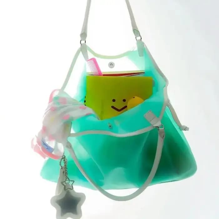 Sac à main transparent en PVC couleur bonbon, imperméable, grande capacité, sac bandoulière portable tendance, sacs de rangement à la mode