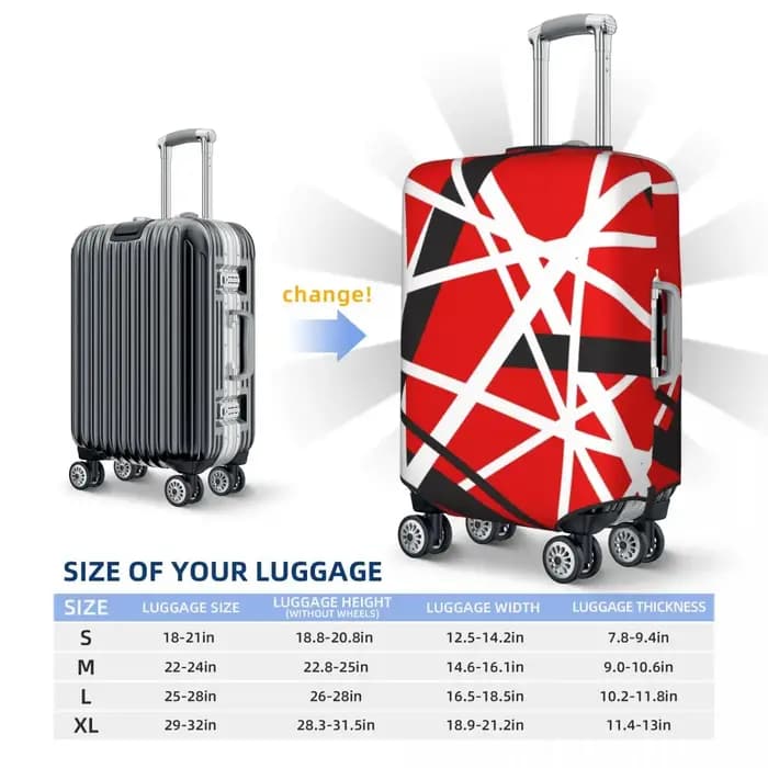 Van Halen housse de valise EVH 5150 rayures Protection de voyage de croisière fournitures de bagages extensibles de vacances