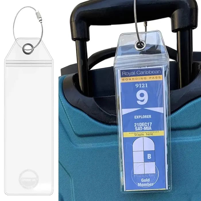 4 étiquettes de bagage réutilisables en PVC de haute qualité avec boucles en acier pour valise