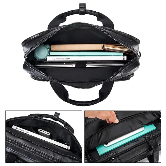 SCHLATUM porte-documents en cuir véritable dur pour hommes 16 pouces bureau affaires ordinateur sac