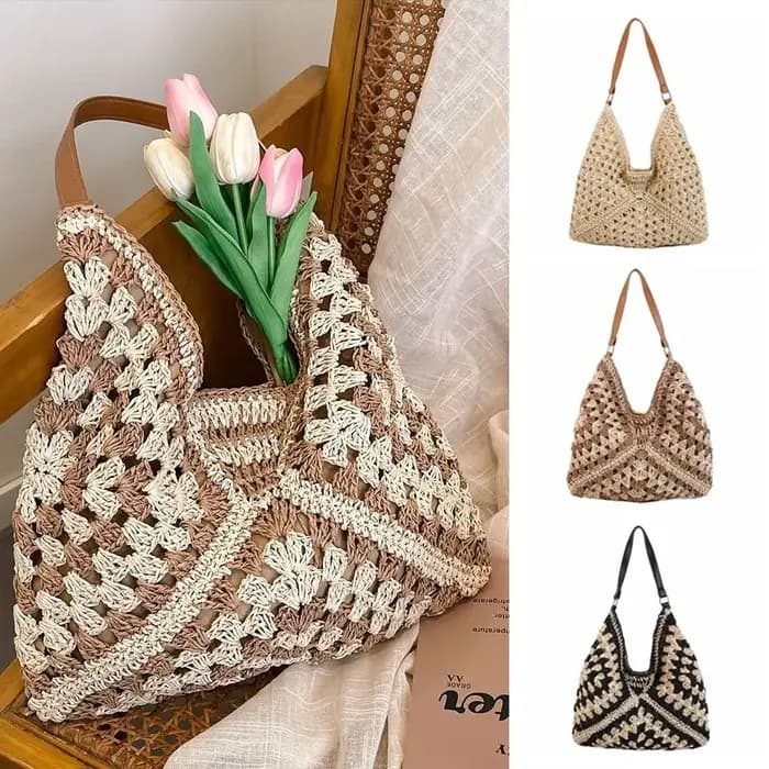 Sac à bandoulière en paille tressée tendance pour l'été