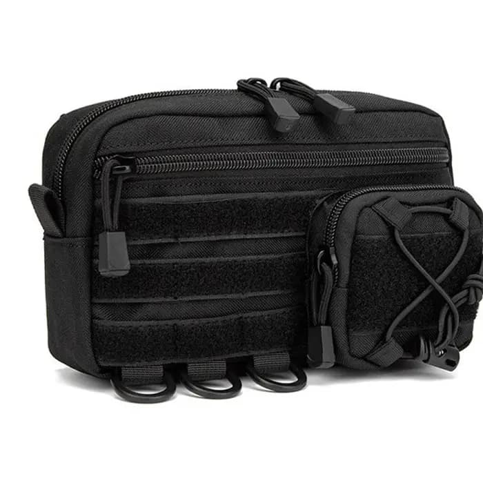 Pochette d'administration horizontale tactique Molle avec poche avant à cordon