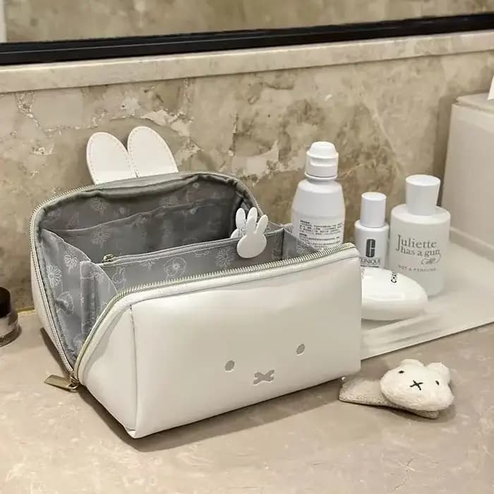 Kawaii Miffy lapin forme mignonne sac de maquillage à main multi-fonctionnel Portable sac de rangement de toilette jouet de noël cadeau pour les filles