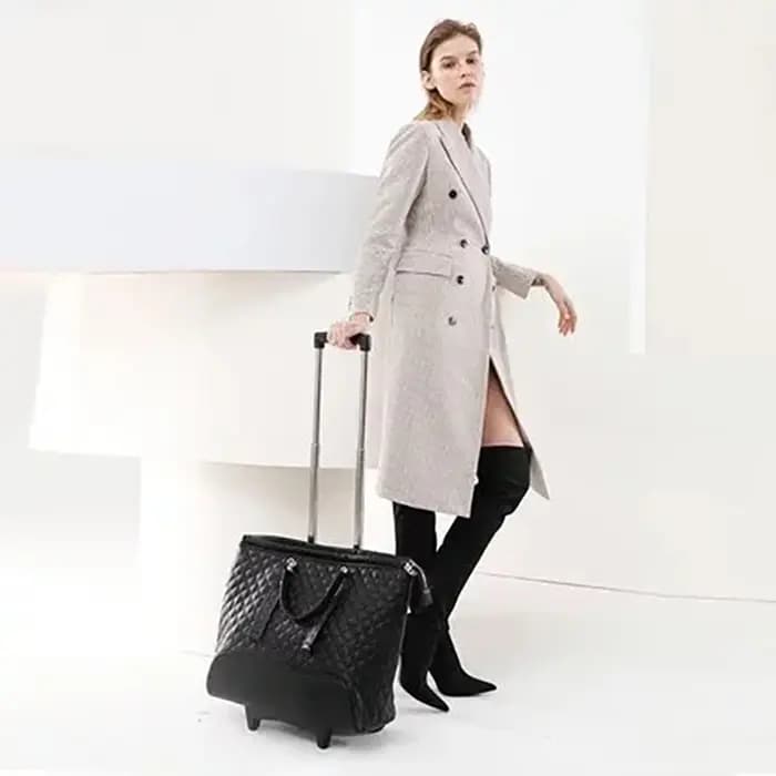 Valise à roulettes en cuir de luxe pour femmes