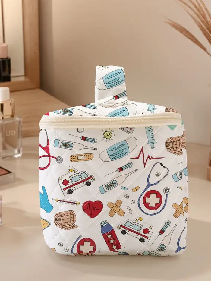 1 pièce, cosmétiques de voyage portables avec motifs de fournitures médicales