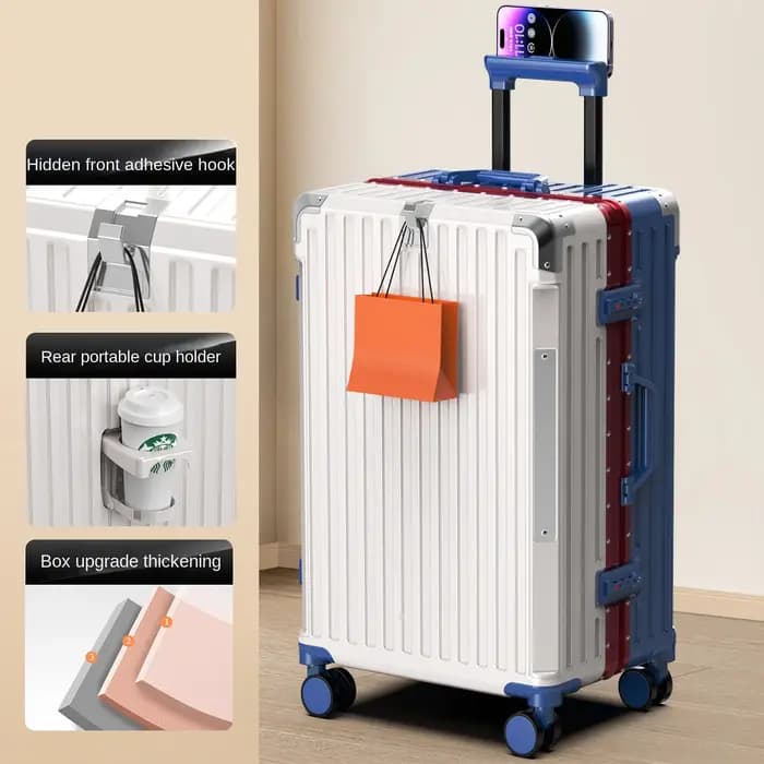 Valise de voyage à cadre en aluminium, nouvelle valise à roulettes pour homme, 28/30 pouces, grande taille, bagage 20 pouces, valise cabine avec serrure à code.
