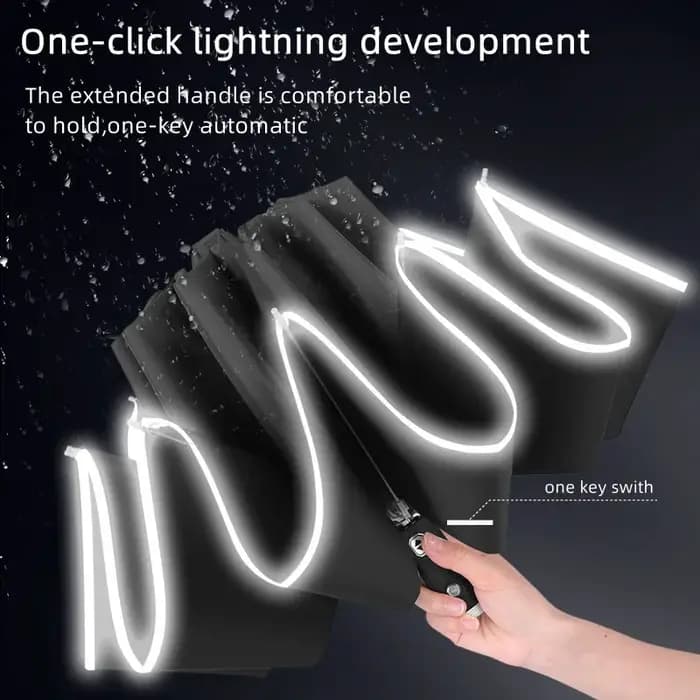 Parapluie automatique avec bande réfléchissante LED
