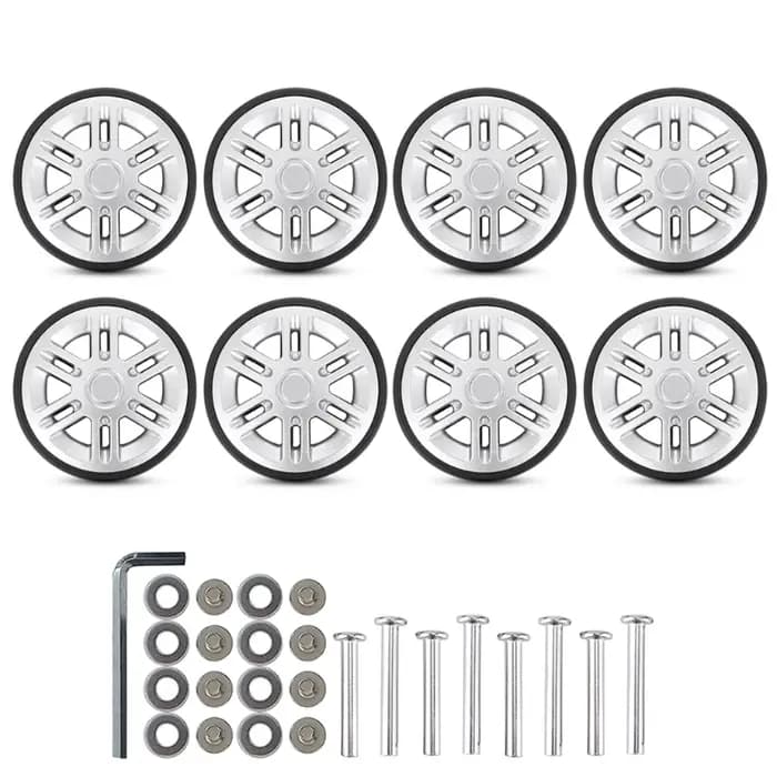 Roues remplacement bagages 60mm, réparation roues valise Double en caoutchouc 8 pièces