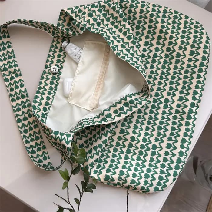 Sac à bandoulière en toile florale pour femmes