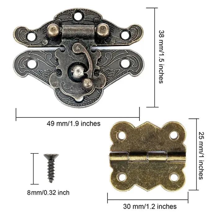 Kit de 9 pièces de quincaillerie vintage en bronze antique pour valises