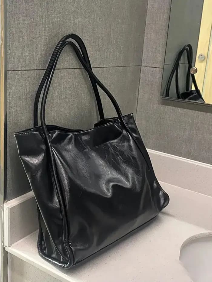 Sacs fourre-tout en cuir PU solide pour femme, sac initié, mode commpiedmont, streetwear de grande c