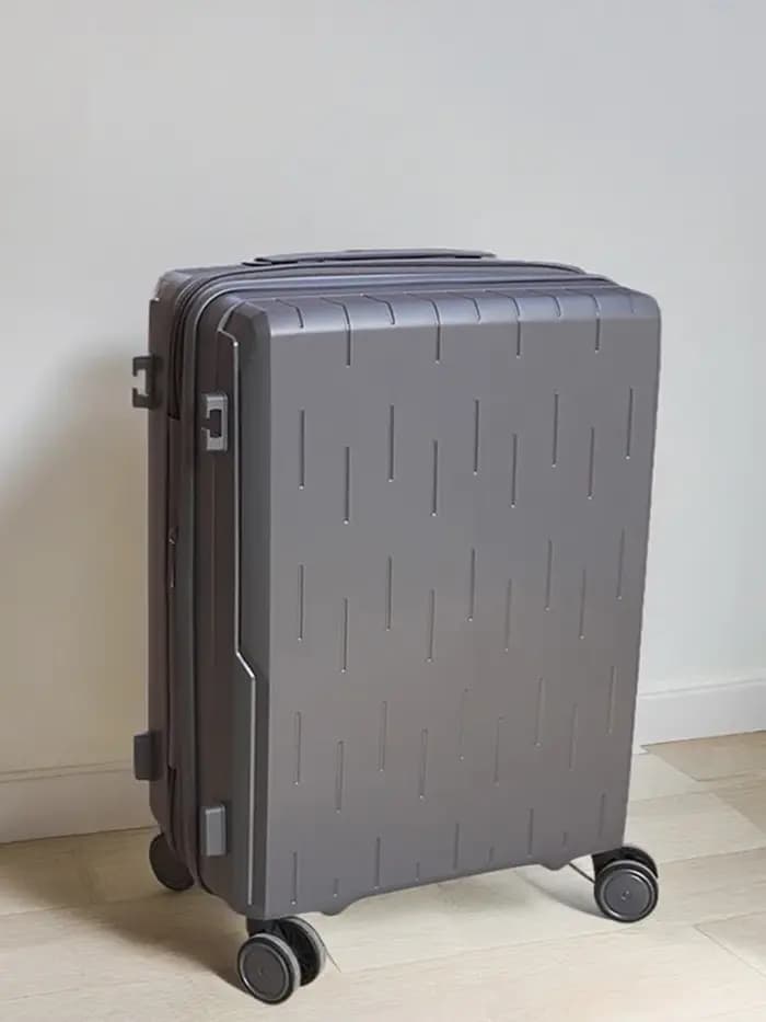Bagage à main en polypropylène antichoc – Valise rotative extensible avec roues silencieuses et fermeture éclair