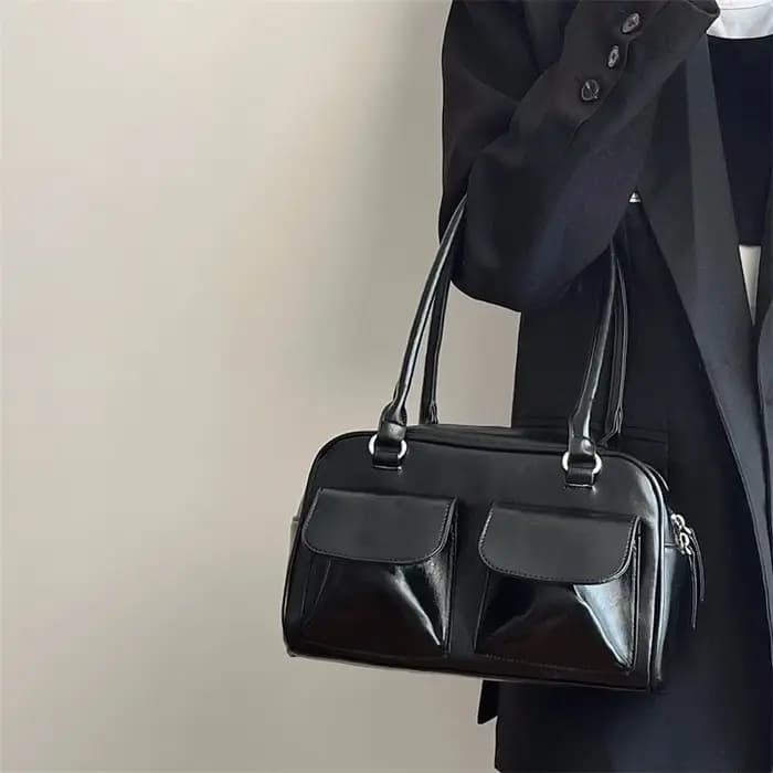 Vintage femmes affaires sacs à bandoulière Simple dames trajet sac fourre-tout en cuir Pu femme sous les bras sac