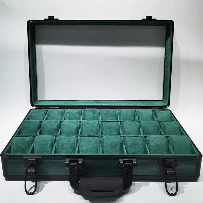 Boîte de montre à 24 fentes, organisateur de montres-bracelets, valise de grande capacité, présentoir de rangement de montre, couvercle Transparent, boîtes de montres